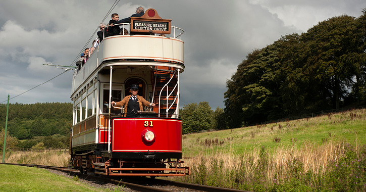 a tram at Beamish Museum, county durham